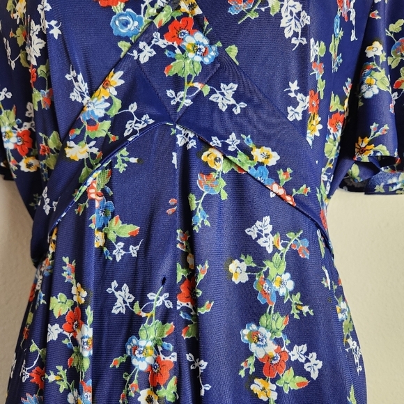 Floral Short Sleeve Tie Waist Maxi Dress-Size M - Picture 3 of 10